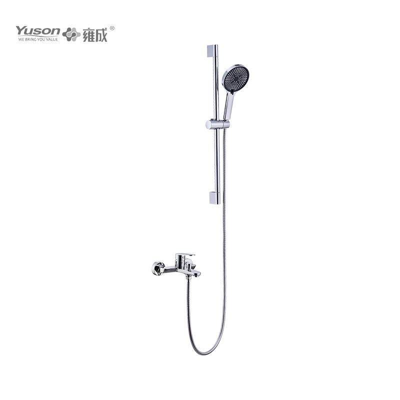 2027-10K2 Brass wall-mounted single lever hot&cold water bath&shower mixer with showerhead&sliding bar